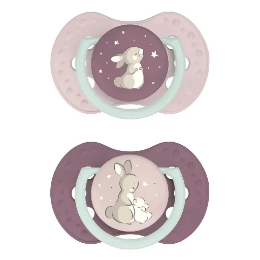 [547628] Difrax | Fopspeen Dynamisch Night & Day Girl Konijn 6-18M 2-pack