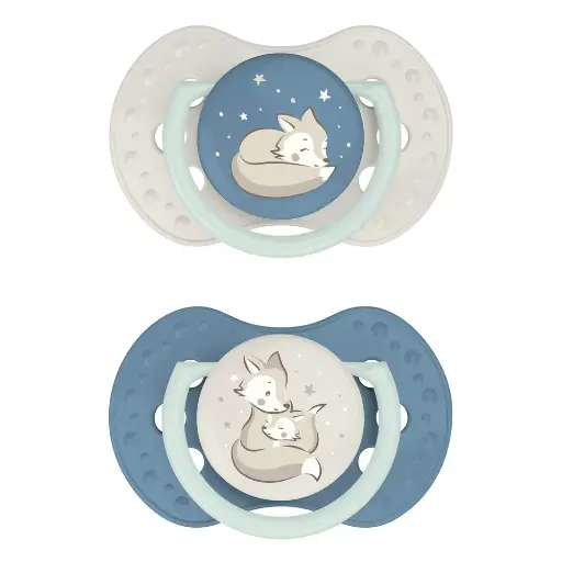 [547632] Difrax | Fopspeen Dynamisch Night & Day Boy Vos +18M 2-pack