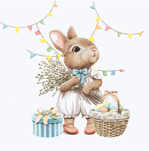 [547662] Duni | Servetten Bunny Joy 3-laags 24x24cm