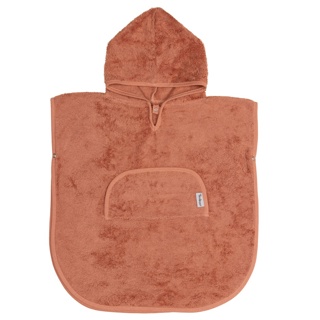 [549669] Timboo | Poncho met Kap V-hals/Drukknopensluiting Bamboe Sunrise Orange Oranje 2-4Y