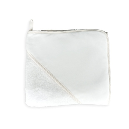 [550253] Living Nature | Badcape Wit/Beige Streepje 80X80cm