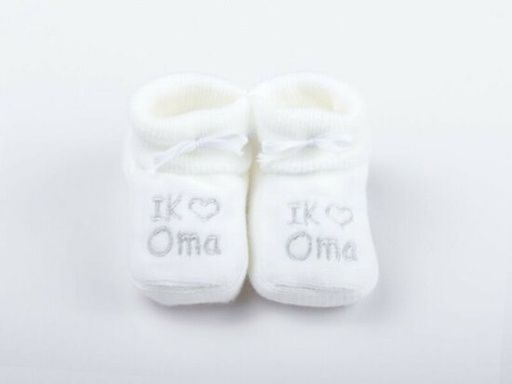 [550765] PetitVillain | Kousen/Slofjes Met Omslag Oma/Opa Wit/Grijs One Size