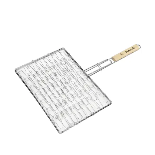[551011] Barbecook | elastische grill uit chroom en hout 40x28cm FSC 100% (per 6st.) sgsch-coc-041337