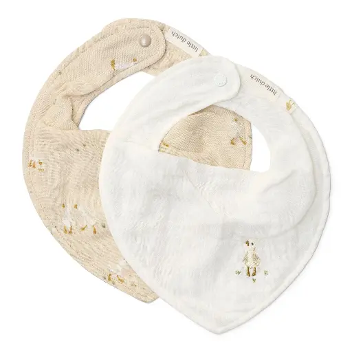 [551225] Little Dutch | Spuugdoekje Little Goose Ecru/Wit 2-pack
