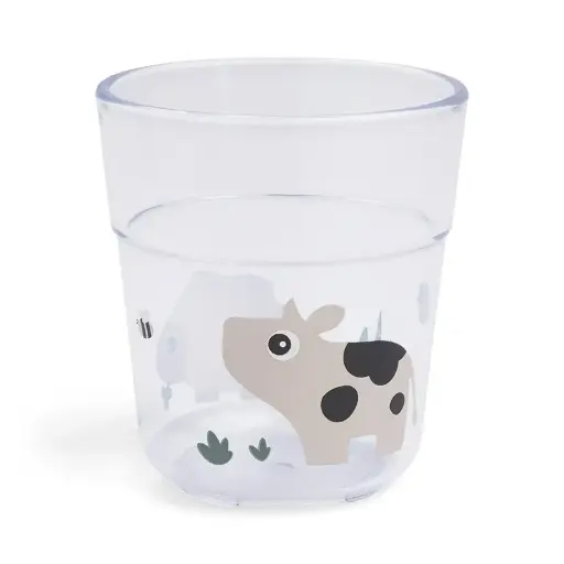 [551283] Done by Deer | Drinkbeker Tiny Farm Kinderglas Schaap/Koe Sand Beige