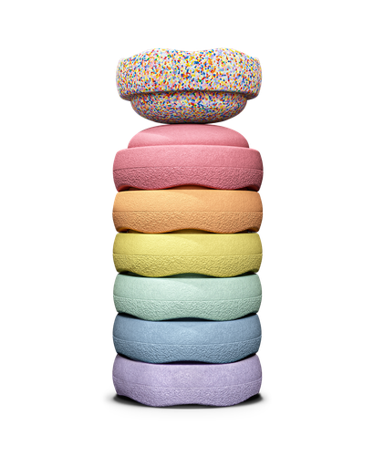 [551297] Stapelstein |  Special Mini Special Rainbow Pastel 6 + 1 Confetti Steen