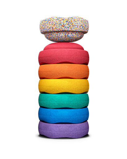 [551298] Stapelstein | Special Mini Special Rainbow Classic 6 + 1 confetti Steen