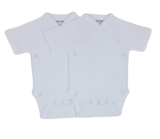 PetitVillain | Body met Overslag Korte Mouw 100% Biologisch Katoen Wit 2-pack