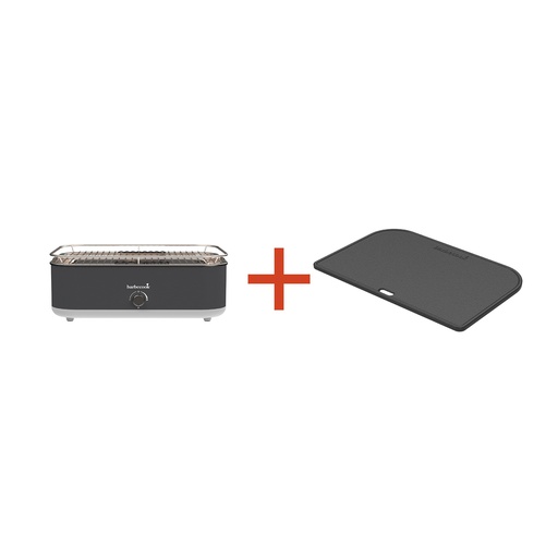 [551549] PROMO Barbecook E-Carlo elektrische tafelgrill Midnight Grey 42.5x33x16.5cm + Gratis Contactplaat