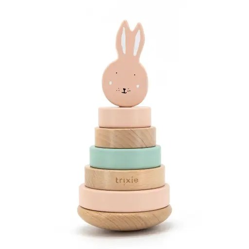[551971] Trixie | Stapelpyramide Mrs. Rabbit Stapeltoren Hout Roze 10x10x18,5cm