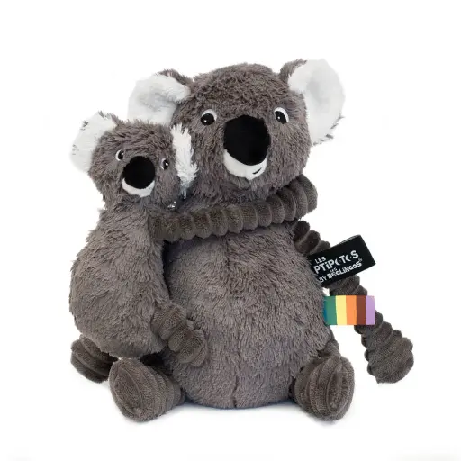 [552008] Les Ptipotos | Knuffel Pluche Trankilou The Koala Mama & Baby Grijs