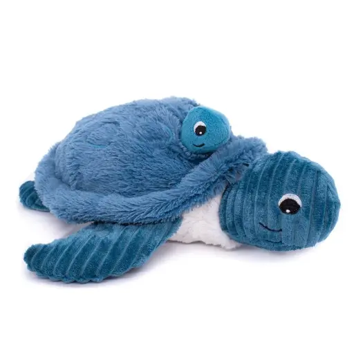 [552010] Les Ptipotos | Knuffel Pluche Sauvenou Turtle Mama & Baby Blauw
