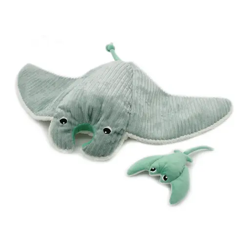 [552022] Les Ptipotos | Knuffel Plushe Mantalou The Manta Ray Mama & Baby Mint