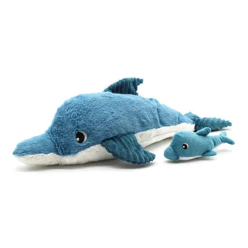 [552028] Les Ptipotos | Pluche Knuffel Tofou Dolphin Mom & Baby Blue