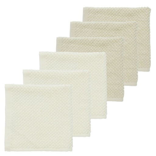 [552110] Meyco | Tetra Doek Popcorn Natural/Soft Sand Badstof Ecru/Zand 30x30cm 6-pack