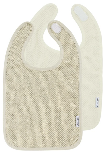 [552112] Meyco | Slabbetje Popcorn Badstof Natural/Soft Sand Ecru/Zand 2-pack