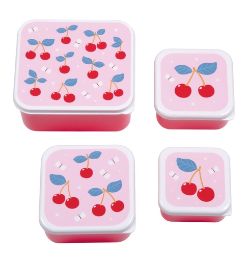 [552316] A Little Lovely Company | Bewaarpotje Lunch & Snackbox Cherries 4-delig