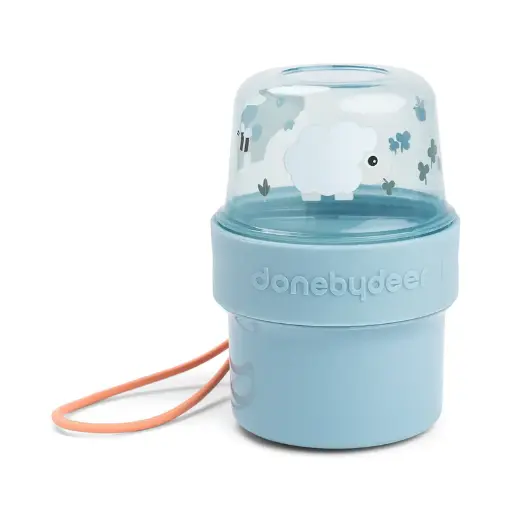 [552329] Done by Deer | Bewaarpotje To Go 2-way Tiny Farm Blue Snack Container S 150ml/150ml 