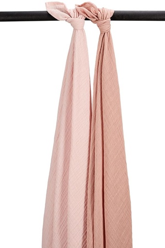 [552676] Meyco | Tetra Doek Swaddles Pre-washed Soft Rose/Rose 120x120cm 2-pack