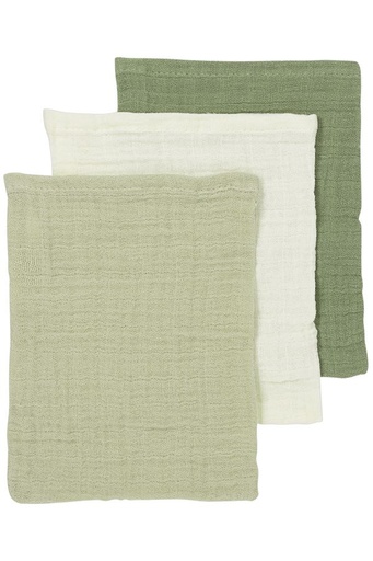 [552682] Meyco | Washandje Pre-washed Natural/Soft Olive/Olive Green Ecru/Groen 20x17cm