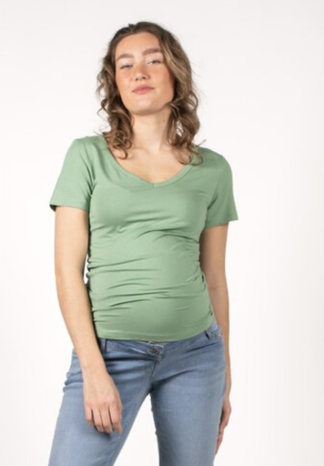 Love2Wait | T-shirt Shirt V-neck sh.sl. EcoVero Pistachio