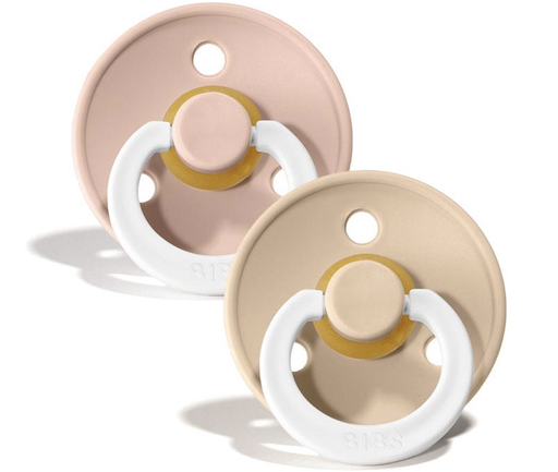 [553535] Bibs | Fopspeen T1 Glow Latex Rond Blush/Vanilla 0-6m 2-pack