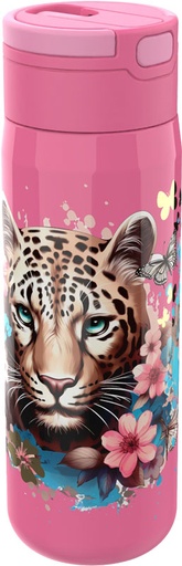 [553652] Lunch Buddies | Drinkfles Leopard RVS 600ml