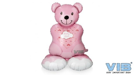 [553868] VIB | Ballon Beer Folie Baby Girl Staand Roze 89cm