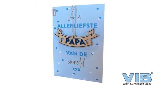 [553887] VIB | Wenskaart Allerliefste Papa Hanger Hout Papa Blauw