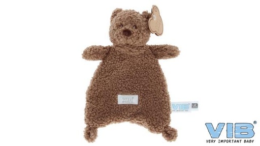 [553921] VIB | Knuffeldoek Teddy met Berenhoofd Chocolate 33cm