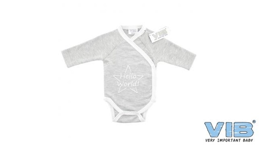 [553934] VIB | Body Hello World Grijs/Wit 0-3M