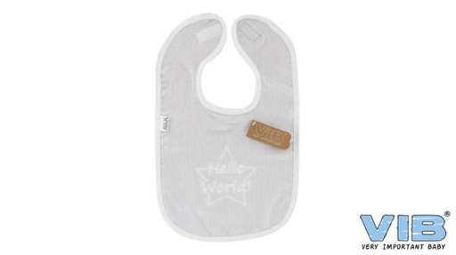 [553940] VIB | Slabbetje Hello World Grijs/Wit