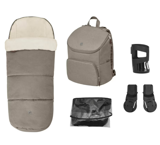[554047] Maxi Cosi | Oxford Accessoireset Voetenzak/Backpack/Bekerhouder/MC Adapters/Regenscherm Twillic Truffle