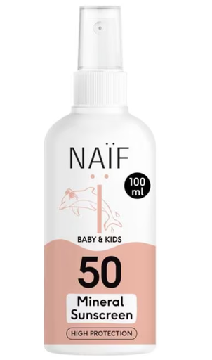 [554085] Naïf | Zonnecrème Minerale Zonnebrandspray vr Baby & Kids SPF50 100ml