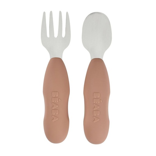 [554214] Beaba | Bestek Lepel/Vork RVS Terracotta 