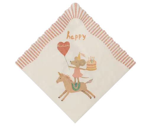 [554252] Maileg | Napkin, Happy birthday - Unicorn