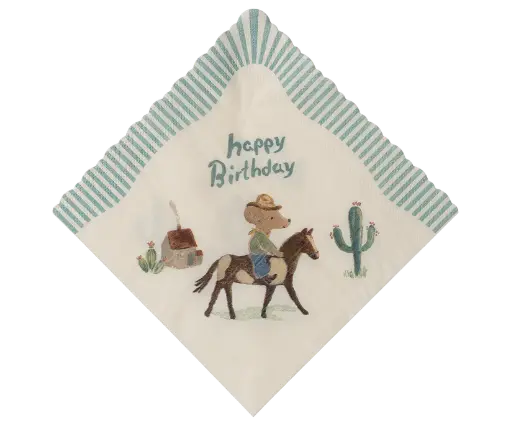 [554254] Maileg | Napkin, Happy birthday - Cowboy