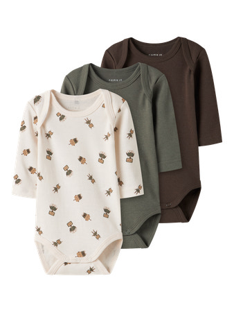 Name it | Body Boys Robot Longsleeve Jet Stream/Tea Leaf 3-pack