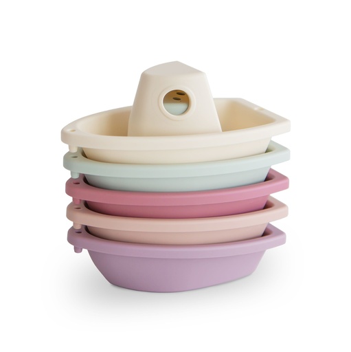[555059] Mushie | Badspeelgoed Bath Boats Pastel 5-pack