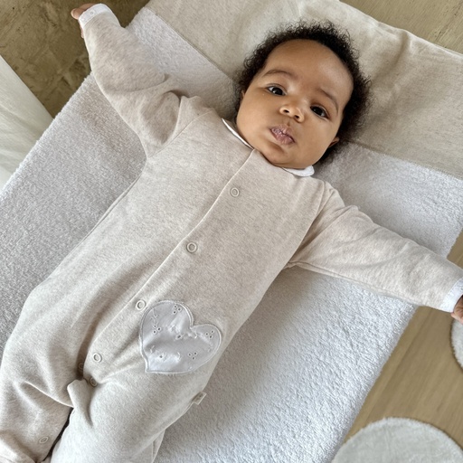 Living Nature | Pyjama Ariana Jersey Hartje Broderie Ecru/Wit