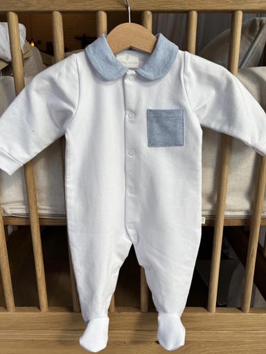 Living Nature | Pyjama Clement Katoen Wit/Blauw