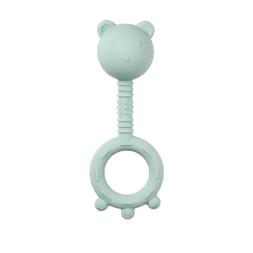 [555595] Nattou | Rammelaar/Bijtring Beer Silicone Pastelgroen 6cm