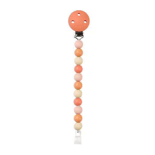 [555617] Nattou | Fopspeenketting Silicone Kralensnoer Beige/Terracotta 