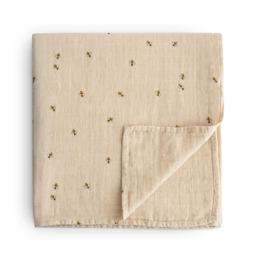 [556150] Mushie | Tetra Doek Bees Ecru 120x120cm