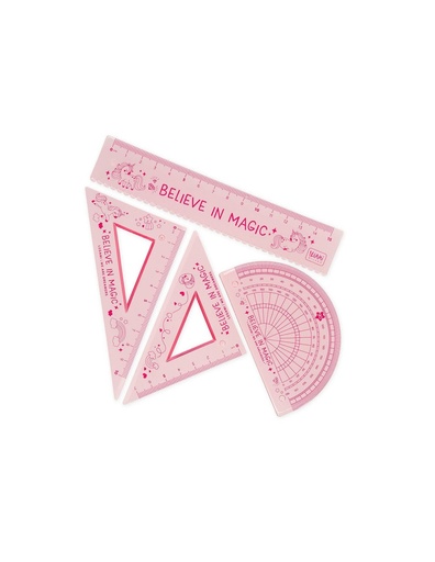 [556218] Legami | Lat Geometrieset Unicorn Roze 4-pack