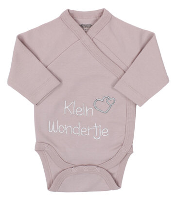 [556536] PetitVillain | Geboortebody Klein Wondertje Lange Mouw Oudroze M50-62