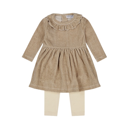 Dirkje | Outfit Girls Pretty Fall Babysuit Beige Grey 2-delig 