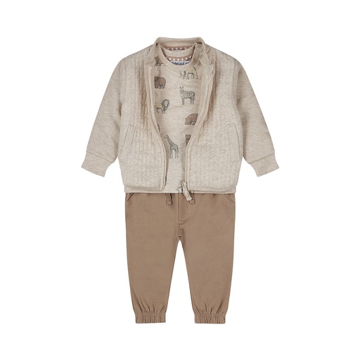 Dirkje | Outfit Boys Safari Friends Babysuit Pebble 3-delig