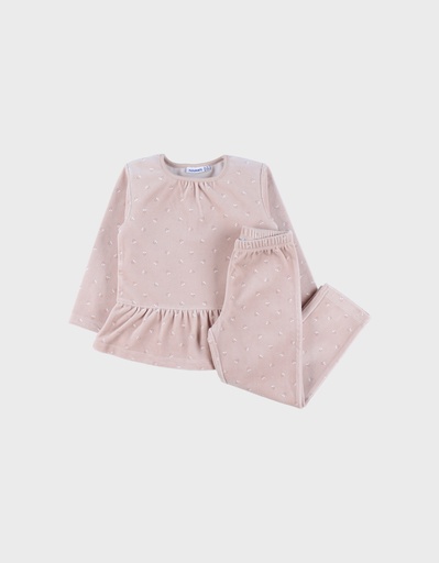 Noukies | Pyjama Cat Fluweel Roze 2-delig 
