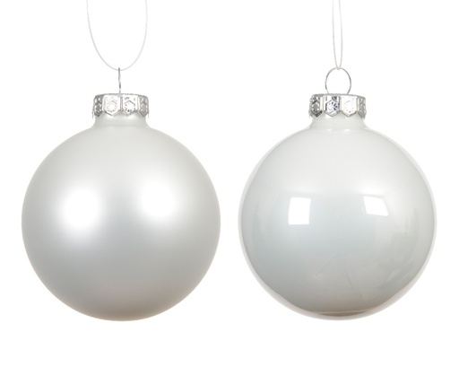 [559440] Kaemingk | Kerstbal Glas Mix Winterwit Ø6cm 12-pack